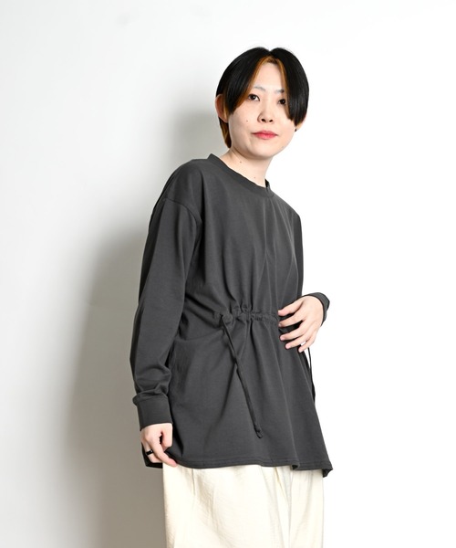 MARAI(マーライ)の「ウエストドロスト長袖カットソー コットン100%(Tシャツ/カットソー・レディース・グレー/ホワイト/ブラック・MEDIUM/LARGE/X-LARGE)」の11枚目の写真