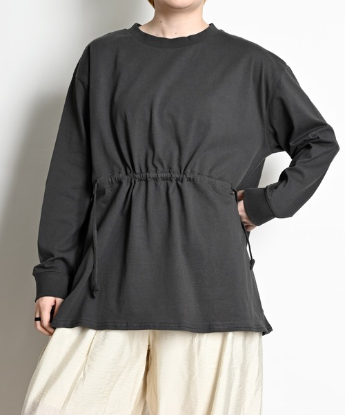 MARAI(マーライ)の「ウエストドロスト長袖カットソー コットン100%(Tシャツ/カットソー・レディース・グレー/ホワイト/ブラック・MEDIUM/LARGE/X-LARGE)」の12枚目の写真