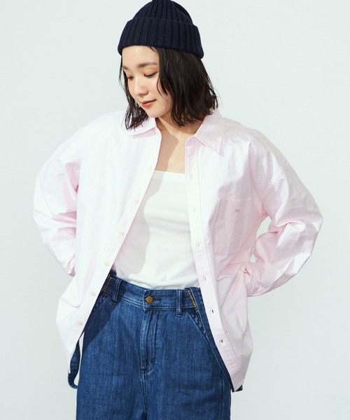 Lee(リー)の「Lee/リー コットンストライプシャツ 日よけにも◎(シャツ/ブラウス・レディース・ピンク/パープル/ブルー・SMALL/MEDIUM)」の3枚目の写真