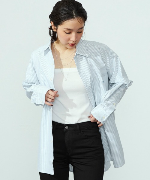 Lee(リー)の「Lee/リー コットンストライプシャツ 日よけにも◎(シャツ/ブラウス・レディース・ピンク/パープル/ブルー・SMALL/MEDIUM)」の15枚目の写真