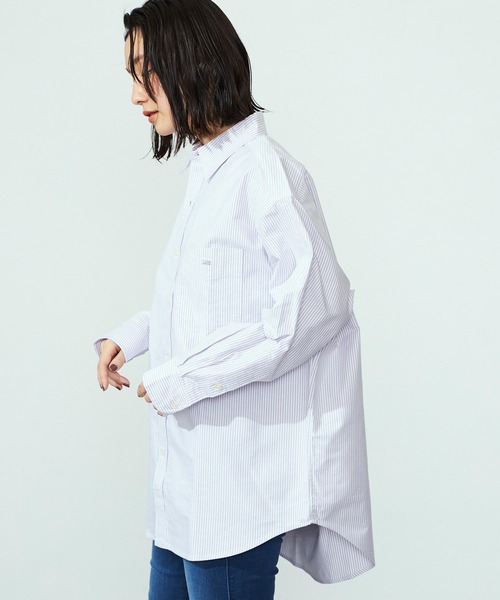 Lee(リー)の「Lee/リー コットンストライプシャツ 日よけにも◎(シャツ/ブラウス・レディース・ピンク/パープル/ブルー・SMALL/MEDIUM)」の5枚目の写真