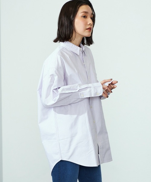 Lee(リー)の「Lee/リー コットンストライプシャツ 日よけにも◎(シャツ/ブラウス・レディース・ピンク/パープル/ブルー・SMALL/MEDIUM)」の6枚目の写真