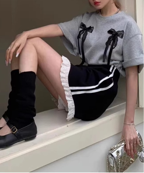 Per sist ence(パーシエンス)の「レース&サイドライン ショートパンツ(その他パンツ・レディース・グレー/ブラック・MEDIUM/LARGE)」の4枚目の写真
