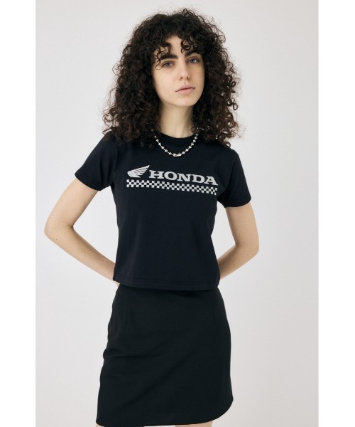 MOUSSY(マウジー)の「HONDA RHINESTONE Tシャツ(Tシャツ/カットソー・レディース・オフホワイト/ブラック/カーキ・FREE)」の6枚目の写真