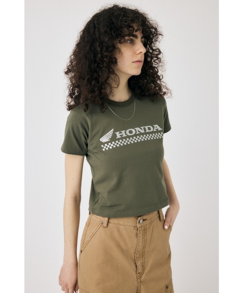MOUSSY(マウジー)の「HONDA RHINESTONE Tシャツ(Tシャツ/カットソー・レディース・オフホワイト/ブラック/カーキ・FREE)」の13枚目の写真