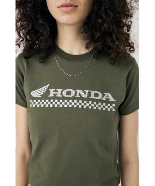 MOUSSY(マウジー)の「HONDA RHINESTONE Tシャツ(Tシャツ/カットソー・レディース・オフホワイト/ブラック/カーキ・FREE)」の17枚目の写真