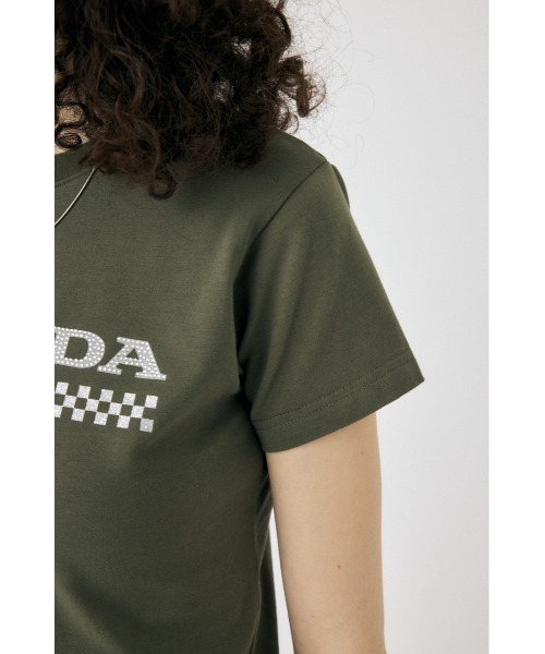 MOUSSY(マウジー)の「HONDA RHINESTONE Tシャツ(Tシャツ/カットソー・レディース・オフホワイト/ブラック/カーキ・FREE)」の18枚目の写真