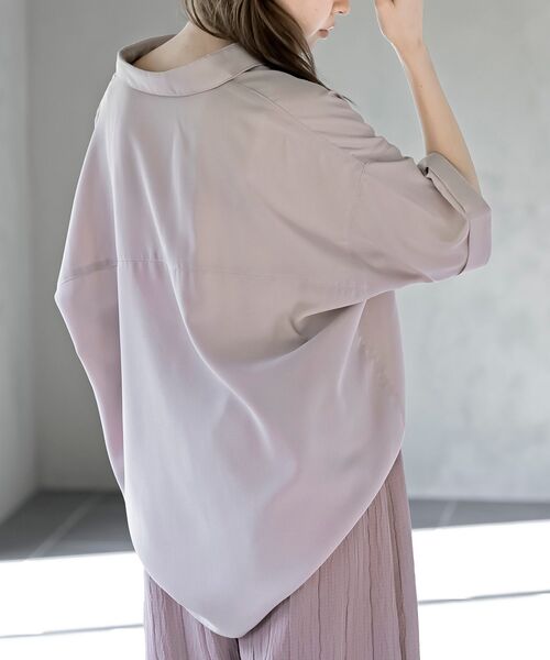 rps(アールピーエス)の「半袖ビッグシャツ(シャツ/ブラウス・レディース・ブラック/カーキ/ネイビー/グレイッシュベージュ・フリー)」の19枚目の写真