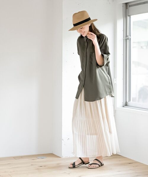 rps(アールピーエス)の「半袖ビッグシャツ(シャツ/ブラウス・レディース・ブラック/カーキ/ネイビー/グレイッシュベージュ・フリー)」の22枚目の写真