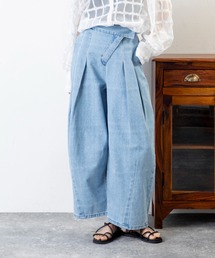 MILLION CARATS | タック×カーブが魅せる新バランス。1本でこなれる、洒落感たっぷり大人のデニムアシメタックパンツ(デニムパンツ)