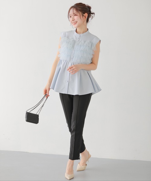 Fit more(フィットモア)の「チュールドッキングフリルブラウス(シャツ/ブラウス・レディース・ホワイト/ベビーピンク/ブルー系その他・FREE)」の19枚目の写真