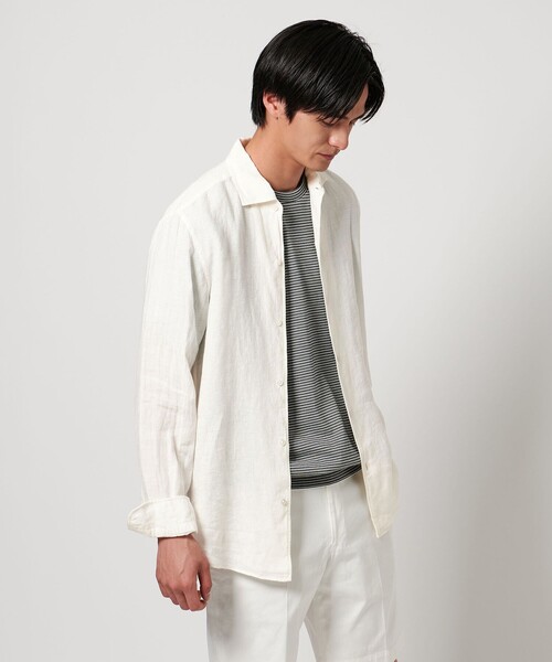 UNITED ARROWS(ユナイテッドアローズ)の「LIBECO リネン オープンカラーシャツ(シャツ/ブラウス・メンズ・ホワイト/ライトブルー/ネイビー・S/M/L/XL)」の6枚目の写真