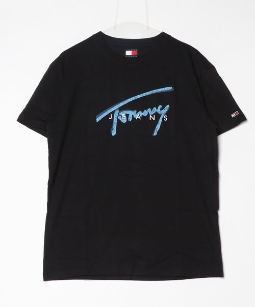 tommy jeans(トミー ジーンズ)の「Tommy Jeans トミー・ジーンズ TJM REG RWB SIGNATURETEE シグネチャー プリントTシャツ(Tシャツ/カットソー・メンズ・ブラック/ホワイト・L/XL/M)」の1枚目の写真