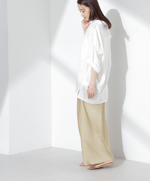 NANO universe（ナノユニバース）の「サテンフレアスカート（スカート・レディース・ブラック/ライトグリーン/ベージュ・FREE）」の8枚目の写真