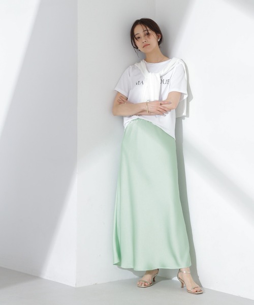 NANO universe（ナノユニバース）の「サテンフレアスカート（スカート・レディース・ブラック/ライトグリーン/ベージュ・FREE）」の12枚目の写真