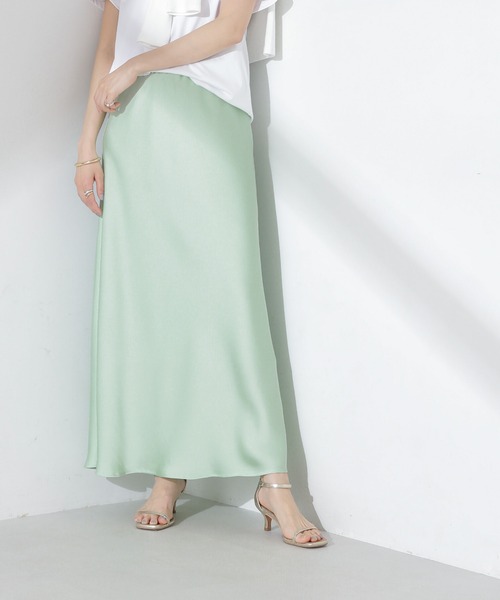 NANO universe（ナノユニバース）の「サテンフレアスカート（スカート・レディース・ブラック/ライトグリーン/ベージュ・FREE）」の9枚目の写真