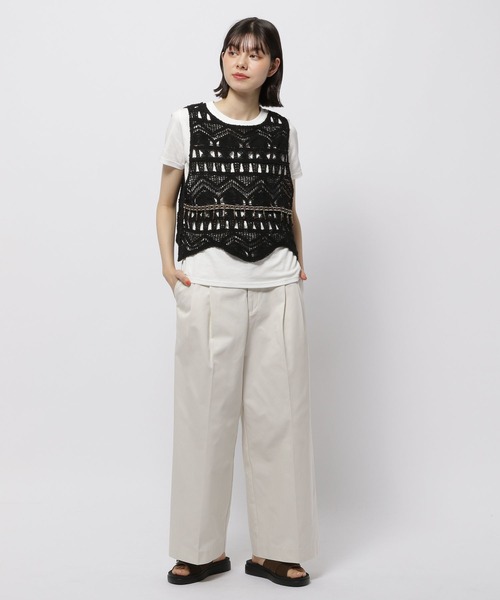 niko and...（ニコアンド）の「ビーズクロシェベスト（ベスト・レディース・ブラック/アイボリー・FREE）」の9枚目の写真