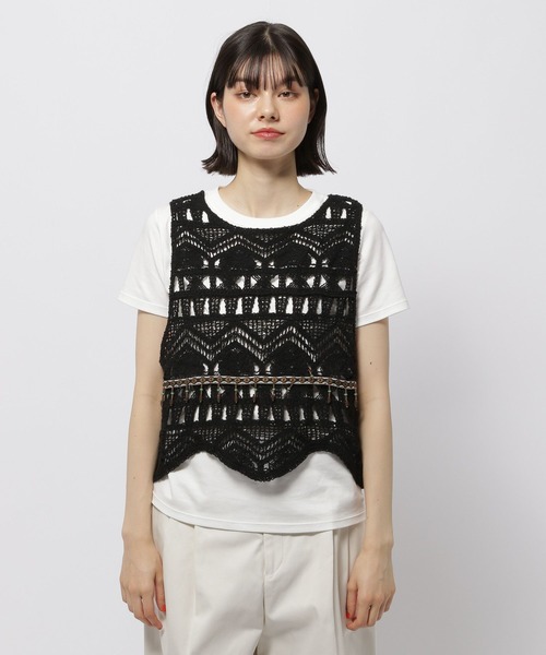 niko and...（ニコアンド）の「ビーズクロシェベスト（ベスト・レディース・ブラック/アイボリー・FREE）」の16枚目の写真