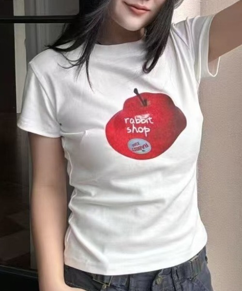 セール】新柄追加/イチゴ柄プリントTシャツ（Tシャツ/カットソー