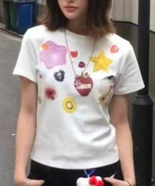 クロス羽箔プリントTシャツ（Tシャツ/カットソー）｜Amilige