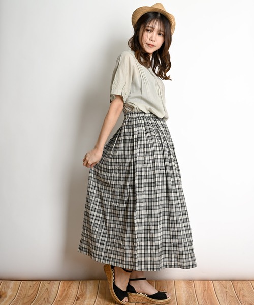 MARAI（マーライ）の「チェック柄 フレアロングスカート（スカート・レディース・A/B/C・FREE）」の2枚目の写真