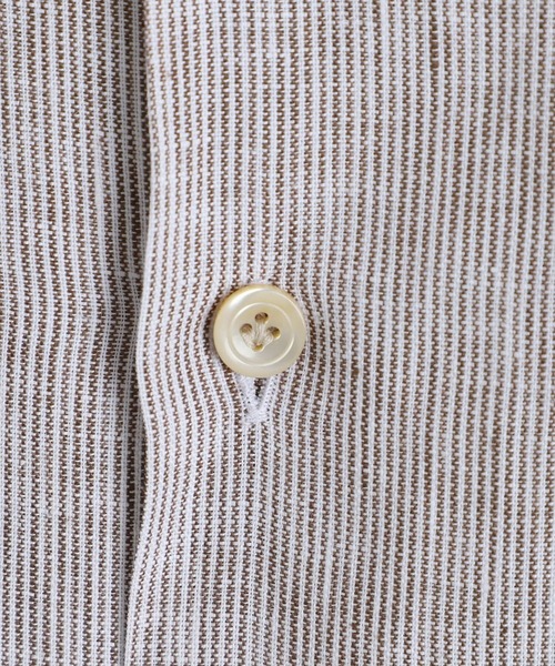 ERRICO FORMICOLA（エッリコフォルミコラ）の「Errico Formicola / エリコ フォルミコラ：CESARE M/C Open Collar S/S Shirts STRIPE：11-3474-33[MUS]（シャツ/ブラウス・メンズ・ブラウン・38/39）」の2枚目の写真