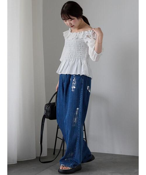 ehka sopo(エヘカソポ)の「◎フリルオフショルブラウス(シャツ/ブラウス・レディース・イエロー/オフホワイト/ブラック・F)」の12枚目の写真