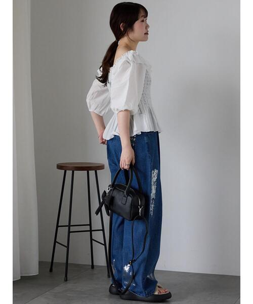 ehka sopo(エヘカソポ)の「◎フリルオフショルブラウス(シャツ/ブラウス・レディース・イエロー/オフホワイト/ブラック・F)」の13枚目の写真