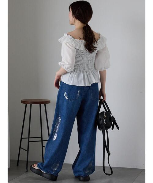 ehka sopo(エヘカソポ)の「◎フリルオフショルブラウス(シャツ/ブラウス・レディース・イエロー/オフホワイト/ブラック・F)」の14枚目の写真