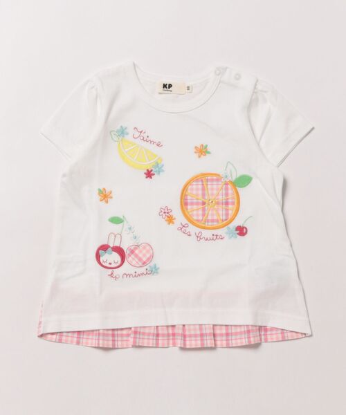 KP（ケーピー）の「32/-天竺半袖Ｔシャツ（Tシャツ/カットソー・キッズ・ネイビー/オレンジ/オフホワイト・110cm/120cm/130cm/140cm/80ｃｍ/90cm/100cm）」の2枚目の写真