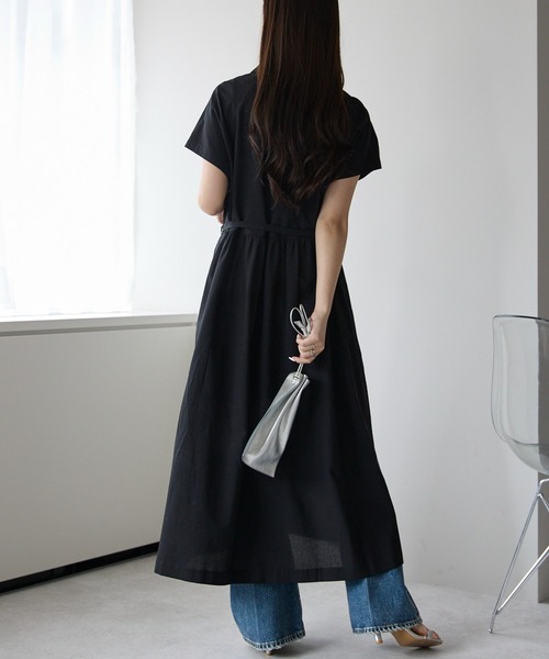 PREFERIR（プレフェリール）の「オープンシャツカラーワンピース/ 高見え/洗える/M.L（シャツワンピース・レディース・ブラック/ブルー・MEDIUM/LARGE）」の5枚目の写真