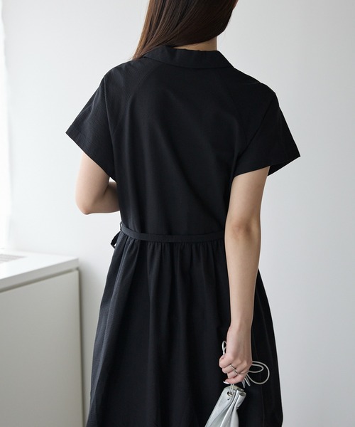 PREFERIR（プレフェリール）の「オープンシャツカラーワンピース/ 高見え/洗える/M.L（シャツワンピース・レディース・ブラック/ブルー・MEDIUM/LARGE）」の8枚目の写真