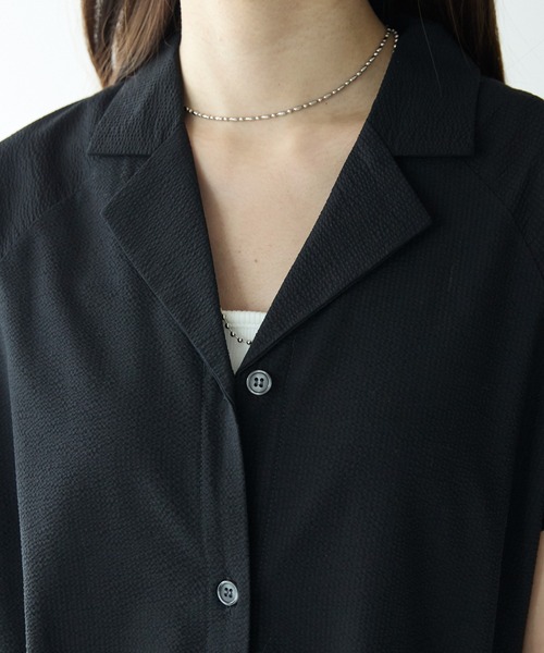 PREFERIR（プレフェリール）の「オープンシャツカラーワンピース/ 高見え/洗える/M.L（シャツワンピース・レディース・ブラック/ブルー・MEDIUM/LARGE）」の10枚目の写真