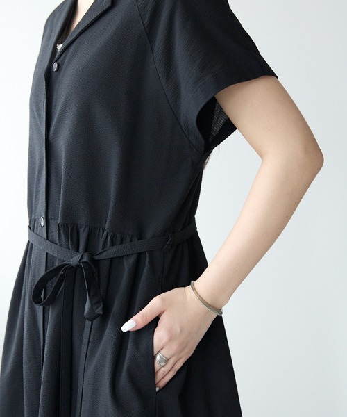 PREFERIR（プレフェリール）の「オープンシャツカラーワンピース/ 高見え/洗える/M.L（シャツワンピース・レディース・ブラック/ブルー・MEDIUM/LARGE）」の11枚目の写真