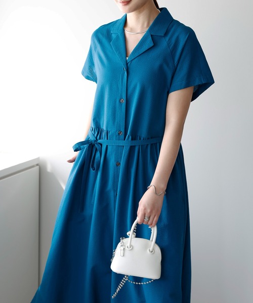 PREFERIR（プレフェリール）の「オープンシャツカラーワンピース/ 高見え/洗える/M.L（シャツワンピース・レディース・ブラック/ブルー・MEDIUM/LARGE）」の17枚目の写真