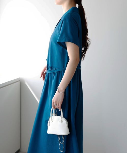 PREFERIR（プレフェリール）の「オープンシャツカラーワンピース/ 高見え/洗える/M.L（シャツワンピース・レディース・ブラック/ブルー・MEDIUM/LARGE）」の18枚目の写真