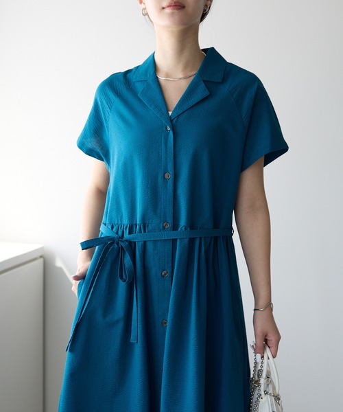 PREFERIR（プレフェリール）の「オープンシャツカラーワンピース/ 高見え/洗える/M.L（シャツワンピース・レディース・ブラック/ブルー・MEDIUM/LARGE）」の20枚目の写真