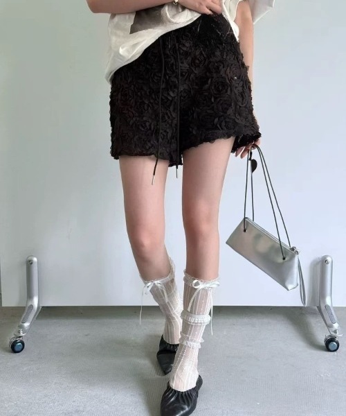 セール】立体ローズ×ふわふわチュールが可愛い主役級ショートパンツ