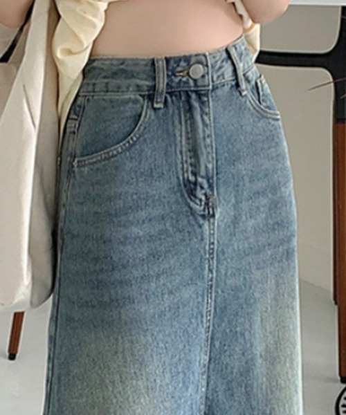 Beststore(ベストストア)の「デニムロングスカート フリンジデニムスカート(デニムスカート・レディース・ブルー・S/M/L/XL)」の4枚目の写真