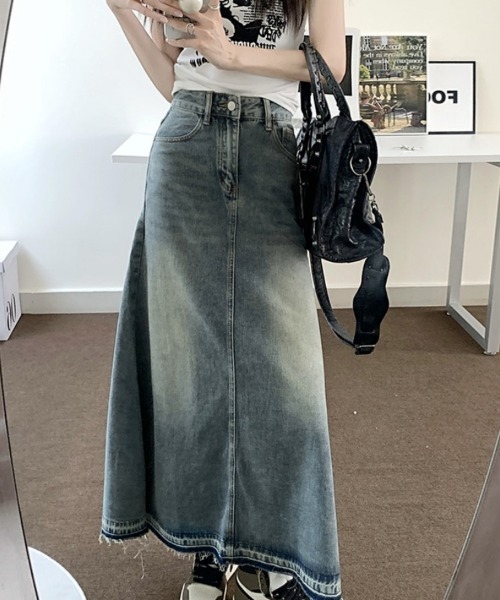Beststore(ベストストア)の「デニムロングスカート フリンジデニムスカート(デニムスカート・レディース・ブルー・S/M/L/XL)」の13枚目の写真