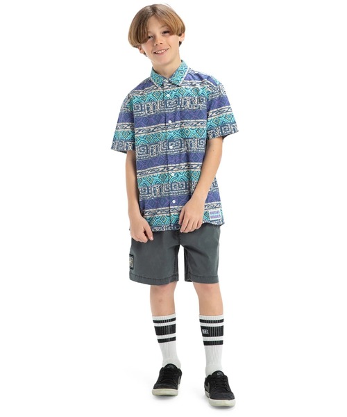 Quiksilver(クイックシルバー)の「GLOBAL HEAT SS YOUTH/クイックシルバーキッズ半袖シャツ(シャツ/ブラウス・キッズ・ブルー・140/150/160)」の1枚目の写真