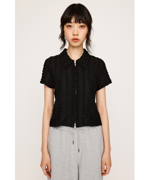 SLY FRONT ZIP JQ トップス ホワイト SLY tシャツ FRONT ZIP JQ TOPS フロントジップ ジャガード
