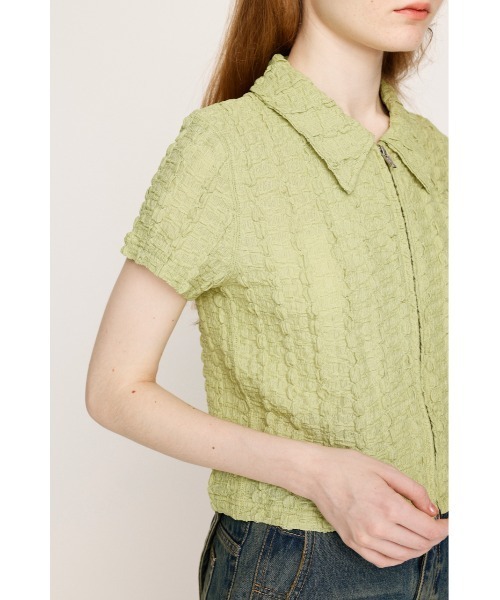 トップス j セール】FRONT ZIP JQ TOPS フロントジップ ジャガード トップス