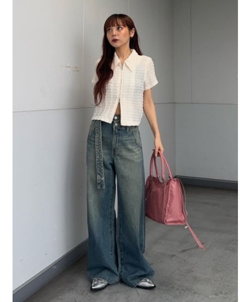 セール】FRONT ZIP JQ TOPS フロントジップ ジャガード トップス
