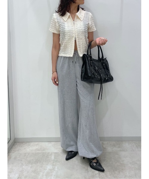 トップス j セール】FRONT ZIP JQ TOPS フロントジップ ジャガード トップス