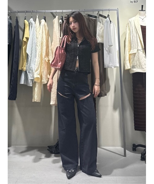 セール】FRONT ZIP JQ TOPS フロントジップ ジャガード トップス