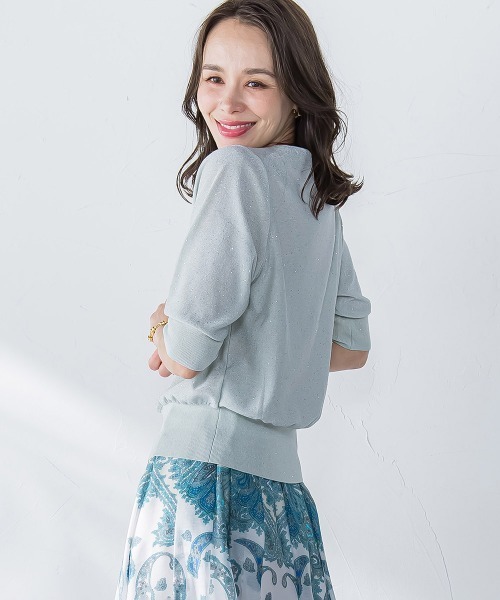 Viaggio Blu(ビアッジョブルー)の「ミニスパンコールクループルオーバー≪手洗い可能≫(ニット/セーター・レディース・ホワイト/グリーン/ブルー系その他・M/S)」の12枚目の写真