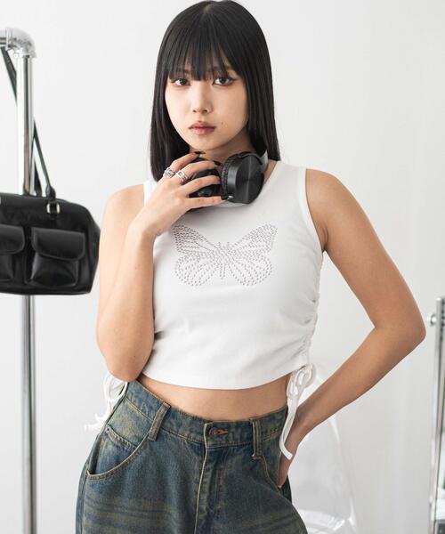 WEGO（ウィゴー）の「WEGO/バタフライサイドドロストタンク（タンクトップ・レディース・ブラック/ホワイト・FREE）」の8枚目の写真