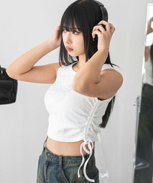 WEGO（ウィゴー）の「WEGO/バタフライサイドドロストタンク（タンクトップ・レディース・ブラック/ホワイト・FREE）」の9枚目の写真