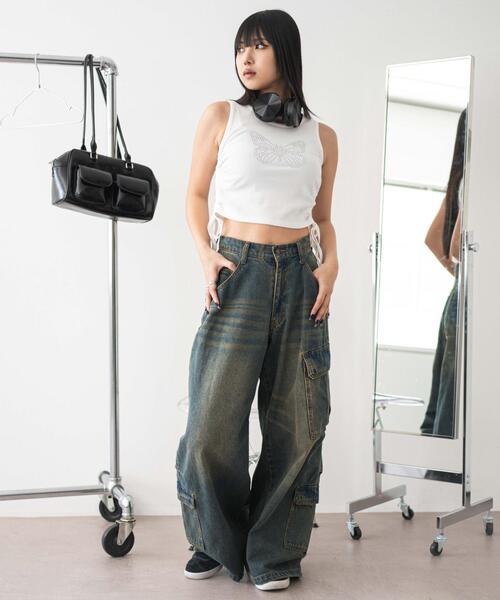 WEGO（ウィゴー）の「WEGO/バタフライサイドドロストタンク（タンクトップ・レディース・ブラック/ホワイト・FREE）」の11枚目の写真